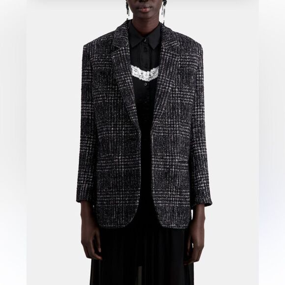 $595 The Kooples Black and white tweed blazer NWT - Picture 4 of 12